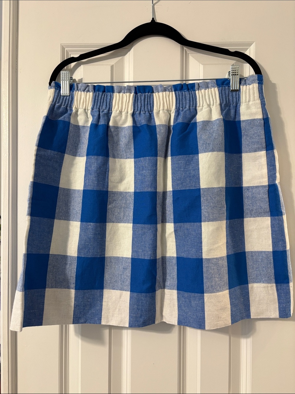 J. Crew Blue and White Gingham Mini Skirt - Size 14